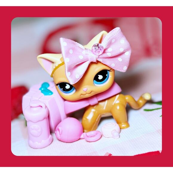 Authentic LPS Littlest Pet Shop No # Puzzle Shorthair Cat Blue Teardrop Eyes - Picture 4 of 12